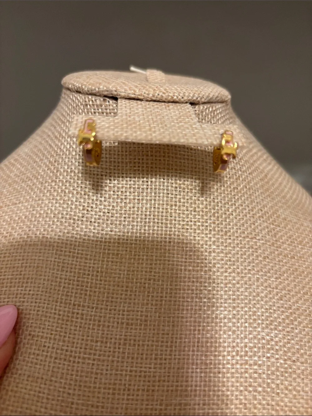 Tory Burch Gold Logo Huggie Hoop Earrings